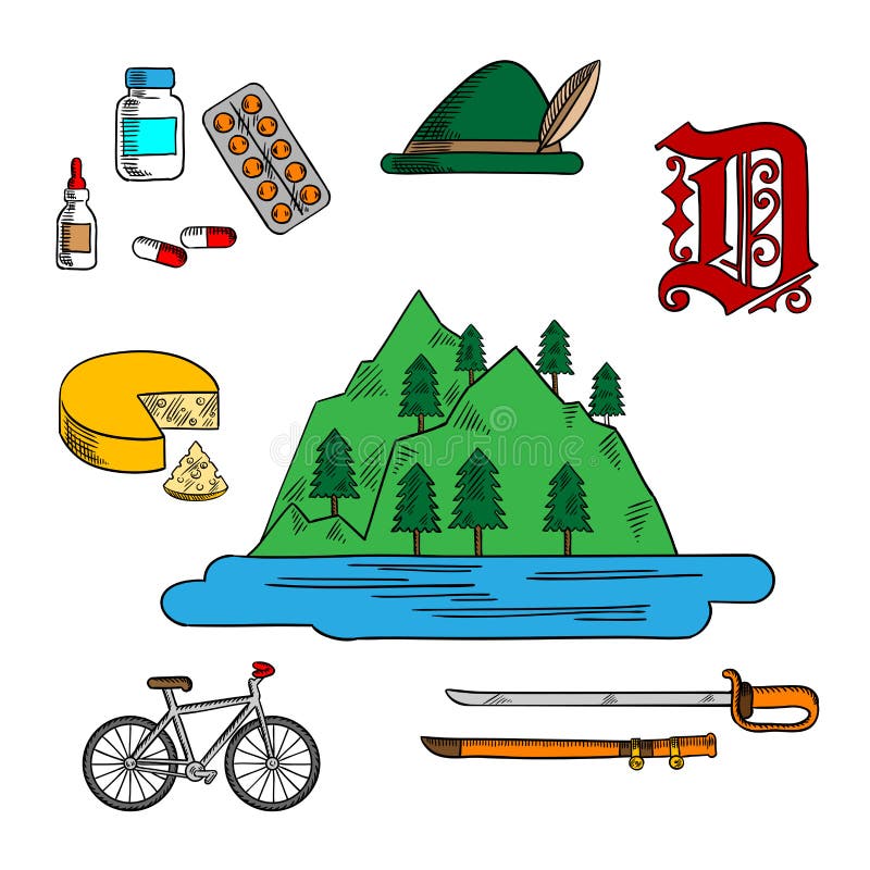 Bavarian y símbolos alemanes del viaje libre illustration Bavarian y símbolos alemanes del viaje libre illustration