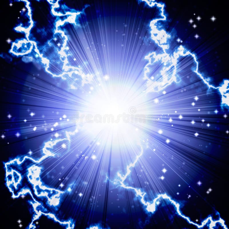 Éclair bleu lumineux avec la foudre illustration de vecteur