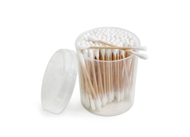 Bawełniani mopy w round plastikowym zbiorniku na lekkim tle zdjęcia stock Bawełniani mopy w round plastikowym zbiorniku na lekkim tle zdjęcia stock