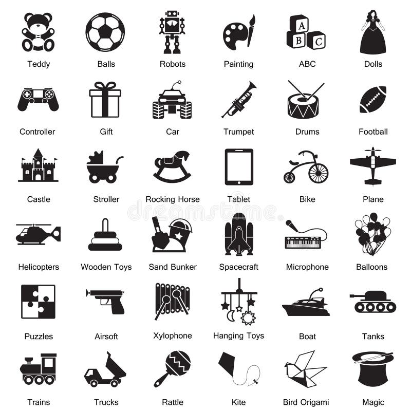 Bawi się ikona set ilustracji Bawi się ikona set ilustracji
