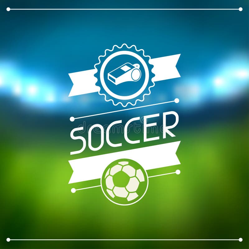 Bawi się tło z stadium piłkarski i etykietkami ilustracja wektor Bawi się tło z stadium piłkarski i etykietkami ilustracja wektor