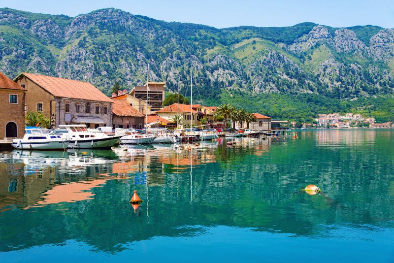 Bay Of Kotor (Boka Kotorska) Old Town With Yachts 