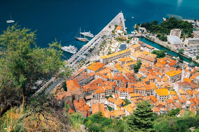 Bay of Kotor town panorama view in Montenegro stock images Bay of Kotor town panorama view in Montenegro stock images