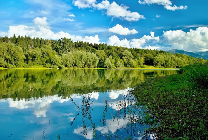 The bay with a mirror on the water level at the Liptovska Mara dam.