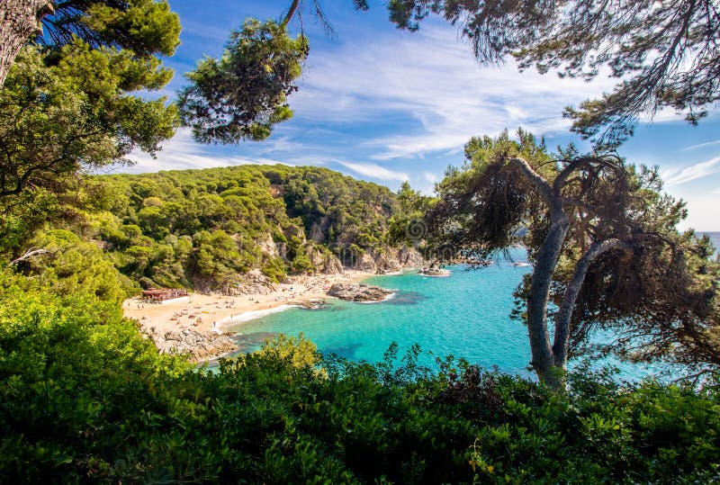 Bay of Sa Boadella in Lloret De Mar Stock Photo - Image of landscape ...