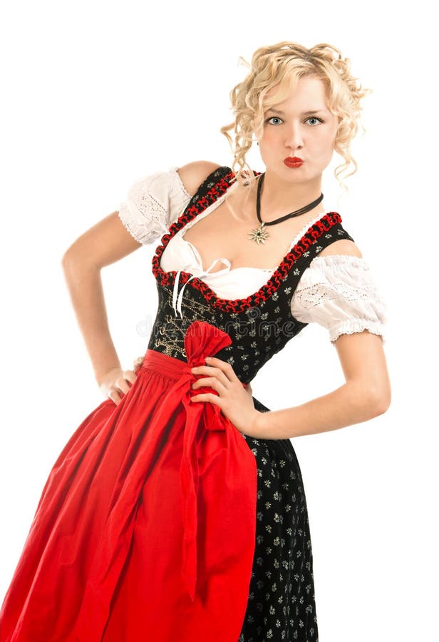 Bayerische Frau Im Typischen Kleid Dirndl Stockbild - Bild von mädchen ...