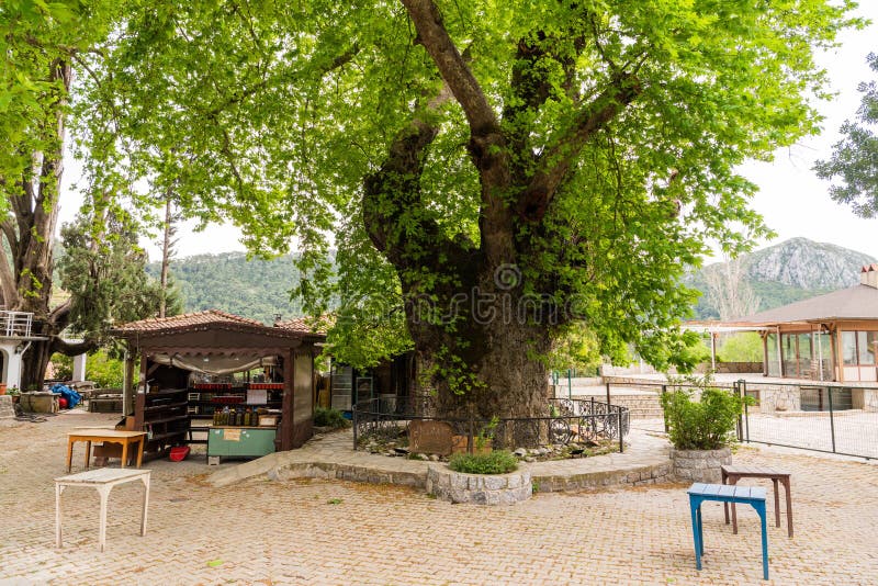 The main square of Bayir village near Marmaris resort town of Mugla province in Turkey