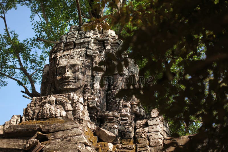 Bayon temple stone face monument, Cambodia