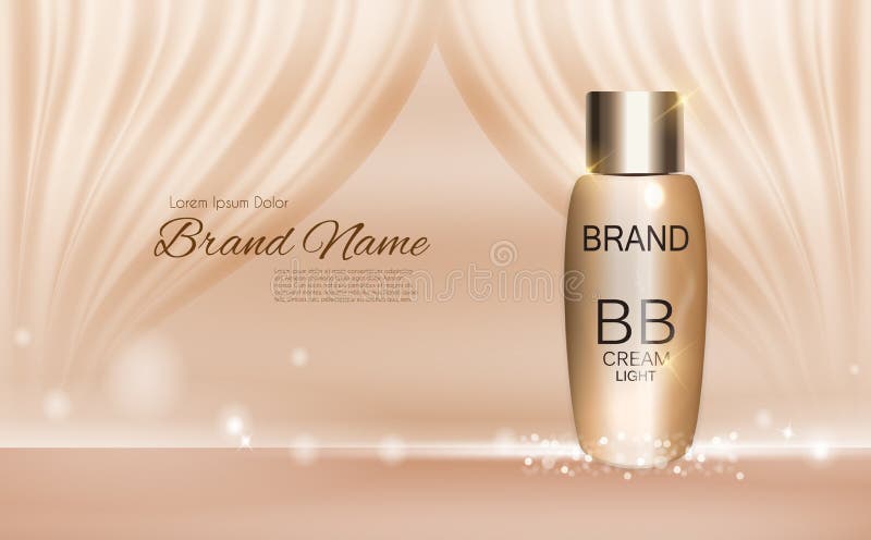 BB Cream Bottle Template for Ads or Magazine Background. 3D Realistic Vector Iillustration