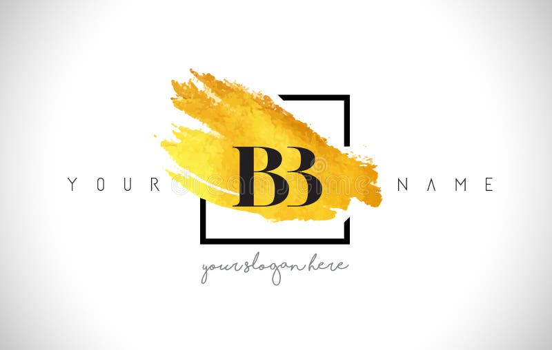 BB Golden Letter Logo Design with Creative Gold Brush Stroke stock illustration