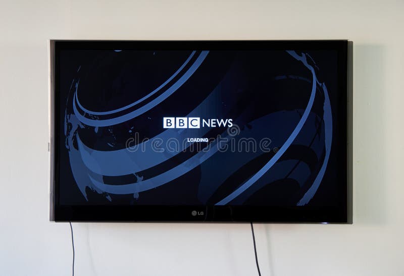MONTREAL, CANADA - NOVEMBER 15, 2017: BBC News logo and app on LG TV. BBC News is an operational business division of the British Broadcasting Corporation.