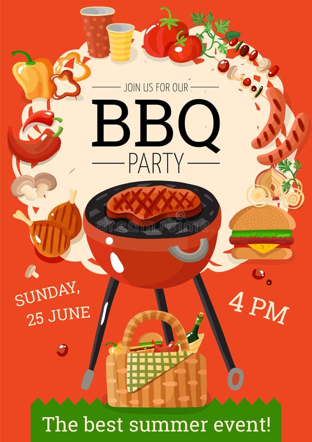 BBQ Barbecue Party Announcement Poster