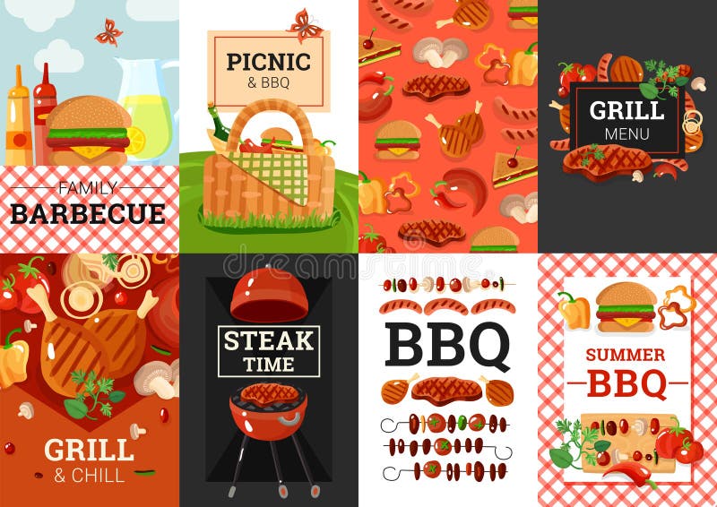 BBQ Barbecue Picnic Banners Set