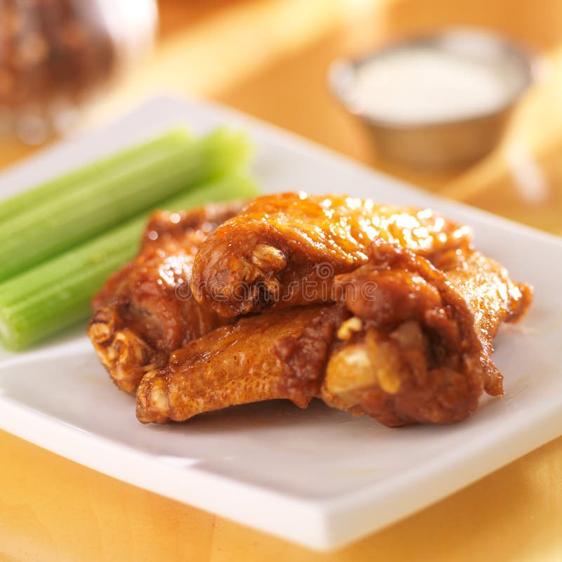 Bbq buffalo chicken wings stock photo. Image of plate 39809636