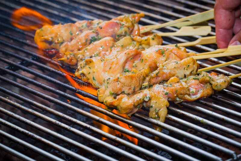 BBQ chicken on flame stock image. Image of chinese, black - 79082799