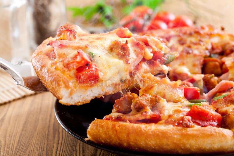 BBQ Meat Feast Gourmet Pizza Stock Photo Image of lunch, pepperoni 24699928