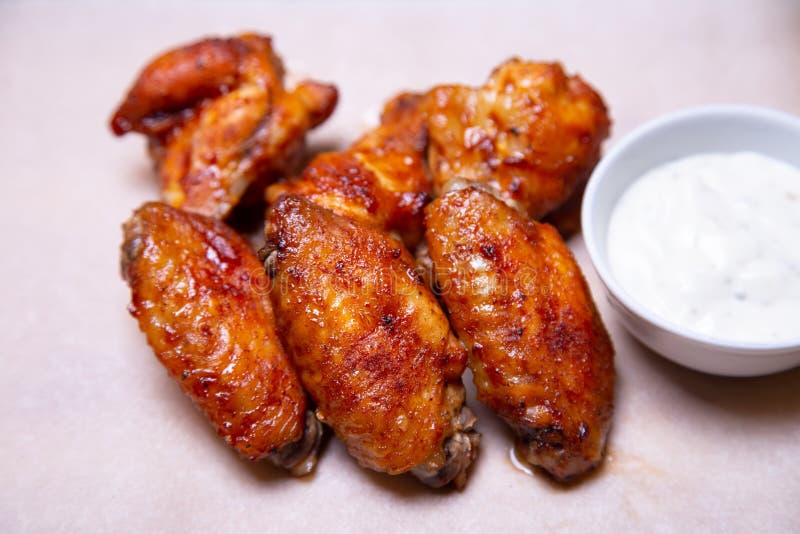 BBQ Chicken Wings with Sauce on Paper. Stock Photo - Image of buffalo ...