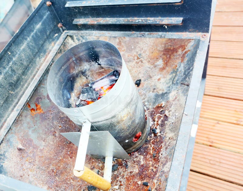 Bbq chimney lighter stock image. Image of starter, eating 192733449