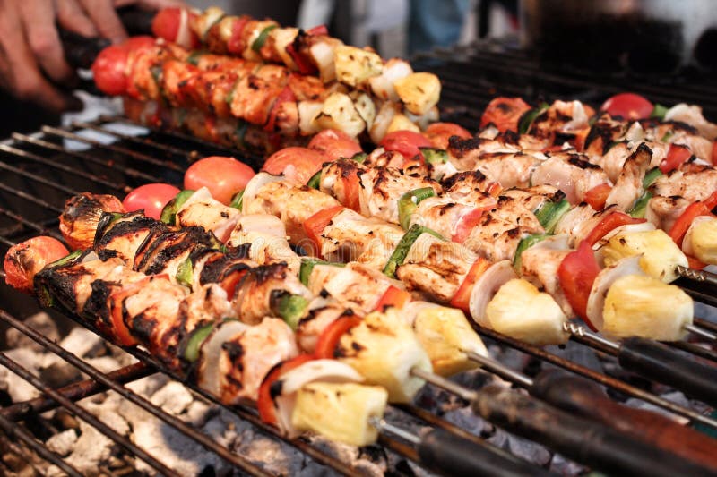 Bar-B-Q or BBQ grill of meat. Roasted skewer grill stock images, royalty-free photos and pictures
