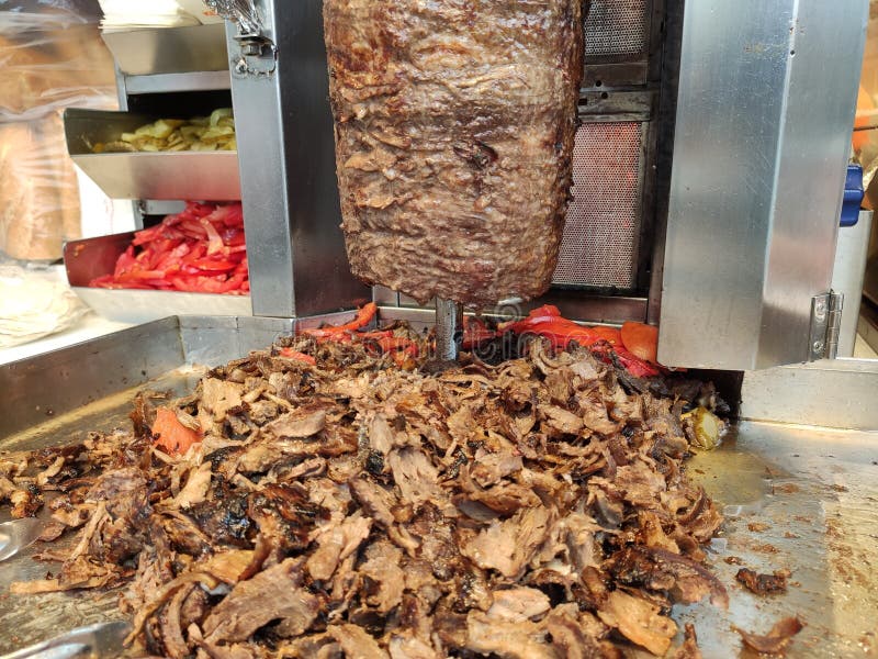 Bbq meat for turkish doner kebab in a restaurant in istanbul royalty free stock photography Bbq meat for turkish doner kebab in a restaurant in istanbul royalty free stock photography