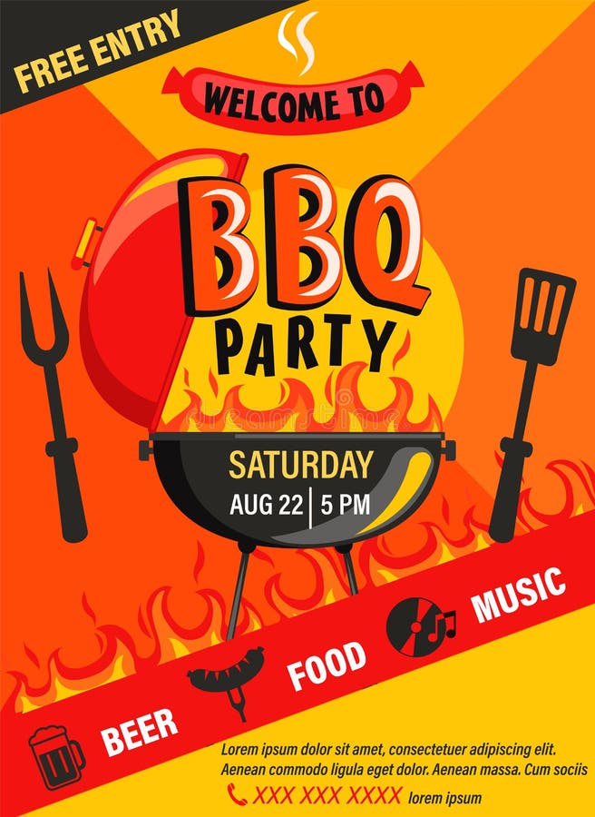 BBQ party invitation flyer.