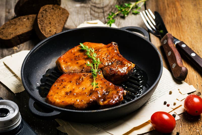 BBQ pork chops in sweet glaze