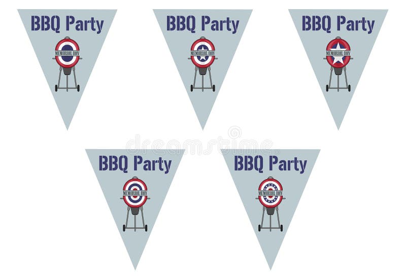 BBQ przyjęcie na trójbok chorągiewki flaga royalty ilustracja BBQ przyjęcie na trójbok chorągiewki flaga royalty ilustracja