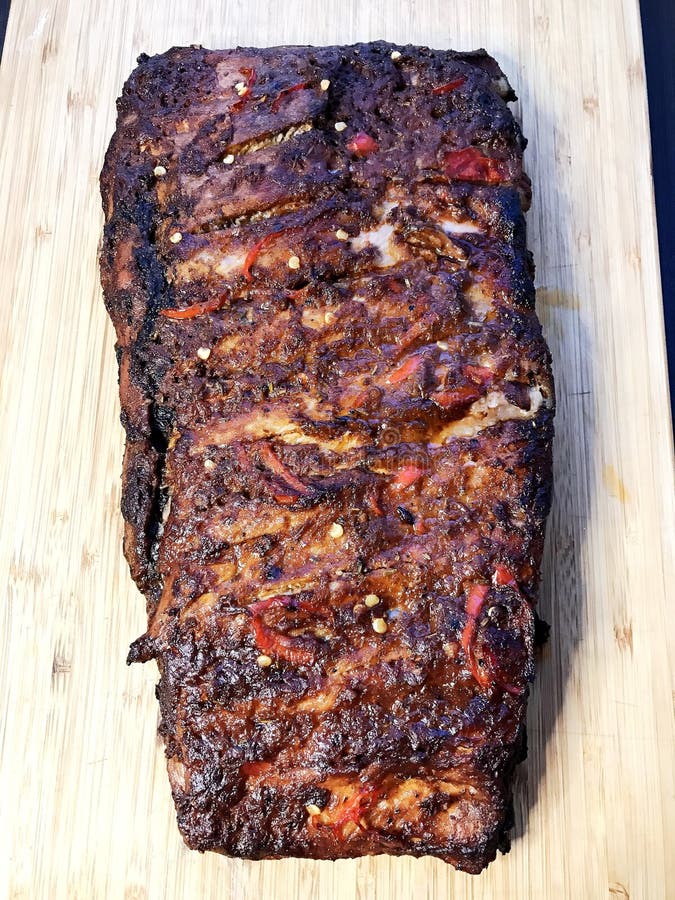 BBQ Ribs Marinated Pork Ribs with Barbeque Sauce Dip Stock Image