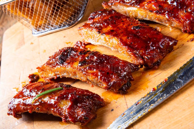 A BBQ Spare Ribs from a Charcoal Grill Stock Image Image of ribs
