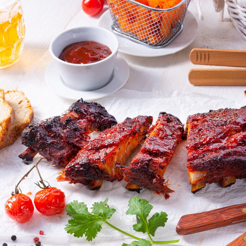 BBQ Spare Ribs from a Charcoal Grill Stock Image Image of board, party 151278473