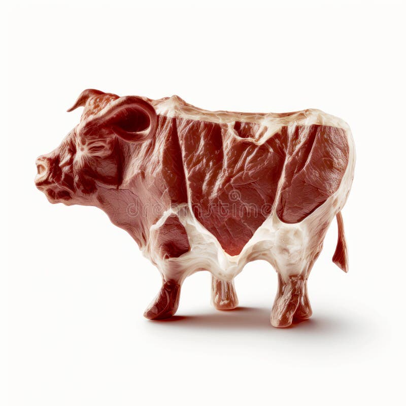 Generative AI of a Bull or Cow As a Steak Stock Illustration