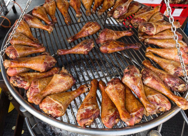 BBQ Turkey Legs on a Large Grill Stock Photo Image of carnival, meat