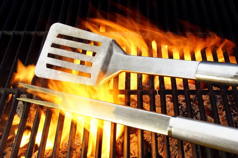 BBQ Utensils and Hot cast iron grate XXXL