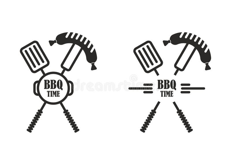 Bbq-Zeitaufkleber-Spachtelgabel vektor abbildung Bbq-Zeitaufkleber-Spachtelgabel vektor abbildung