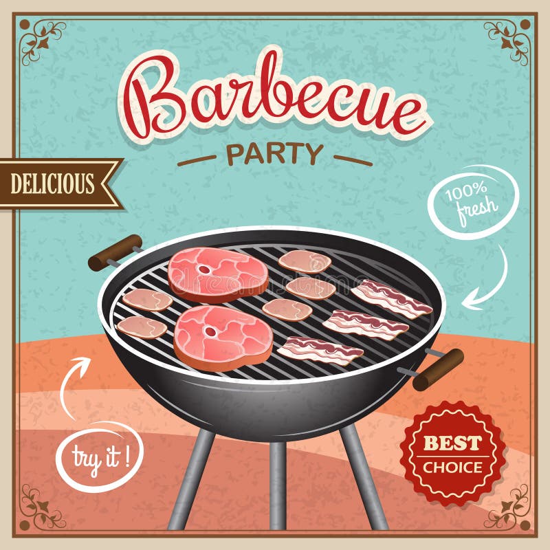 Bbq αφίσα σχαρών απεικόνιση αποθεμάτων Bbq αφίσα σχαρών απεικόνιση αποθεμάτων
