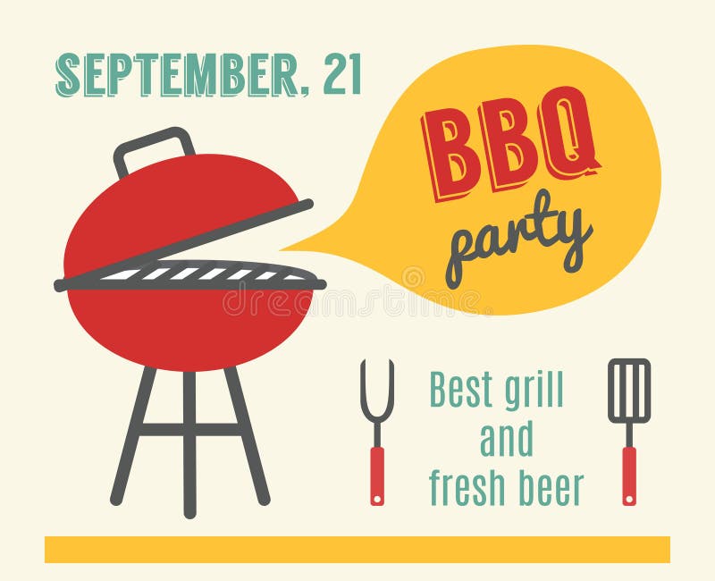 BBQ κόμμα Σχάρα και μαγείρεμα σχαρών Επίπεδο σχέδιο απεικόνιση αποθεμάτων BBQ κόμμα Σχάρα και μαγείρεμα σχαρών Επίπεδο σχέδιο απεικόνιση αποθεμάτων