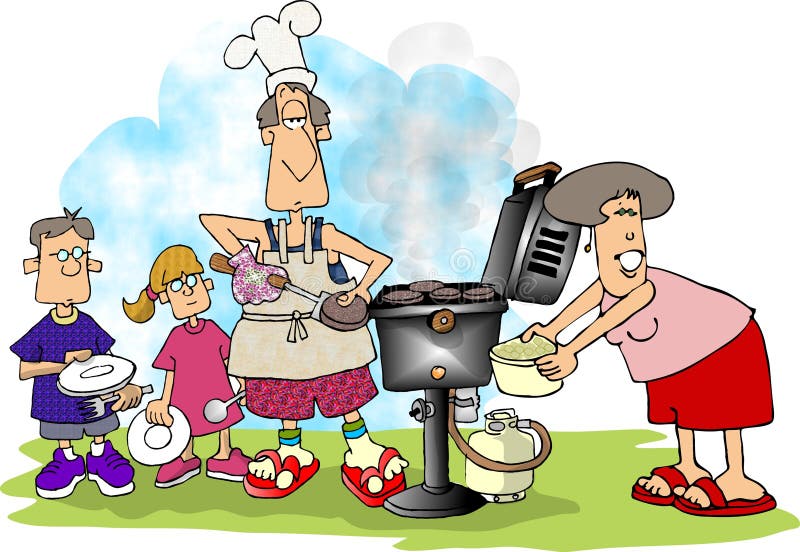bbq οικογένεια διανυσματική απεικόνιση bbq οικογένεια διανυσματική απεικόνιση