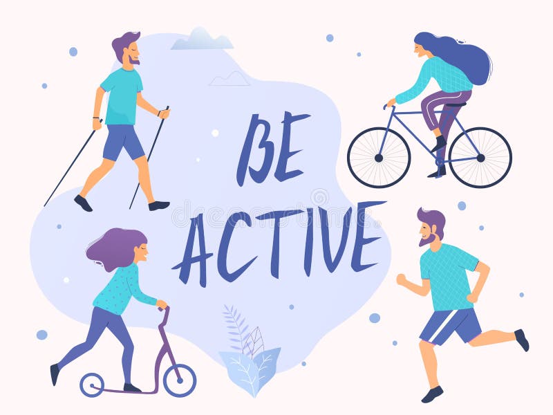 Be Active Vector Illustration. Healthy Active Lifestyle Stock Illustration - Illustration Of Infographic, Acrobatics: 137118135