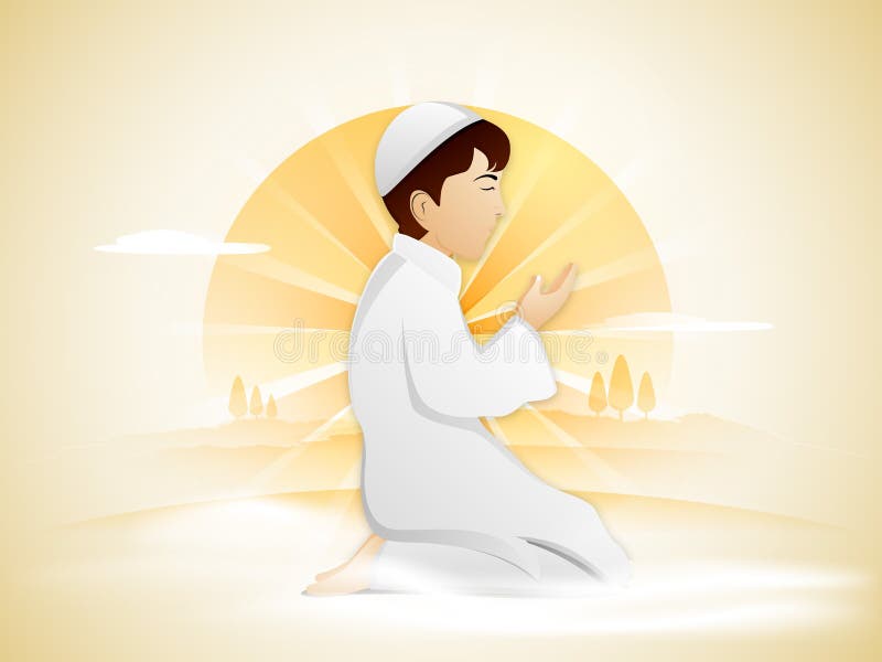 Be den muslimska pojken för helig månad, Ramadan Kareem stock illustrationer Be den muslimska pojken för helig månad, Ramadan Kareem stock illustrationer