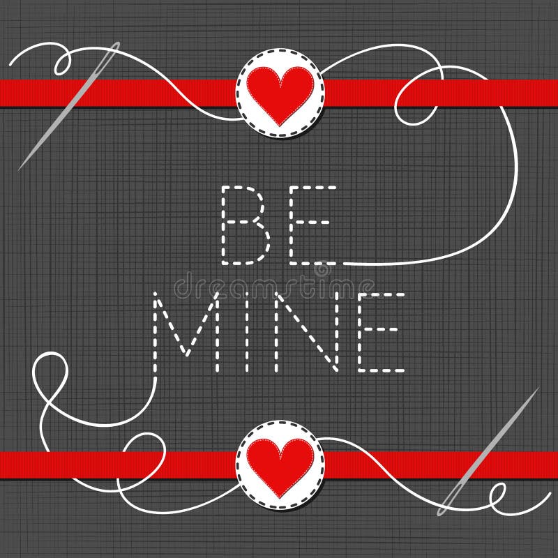 Be Mine Red Hearts In Love Valentine`s Day Card Stock Illustration