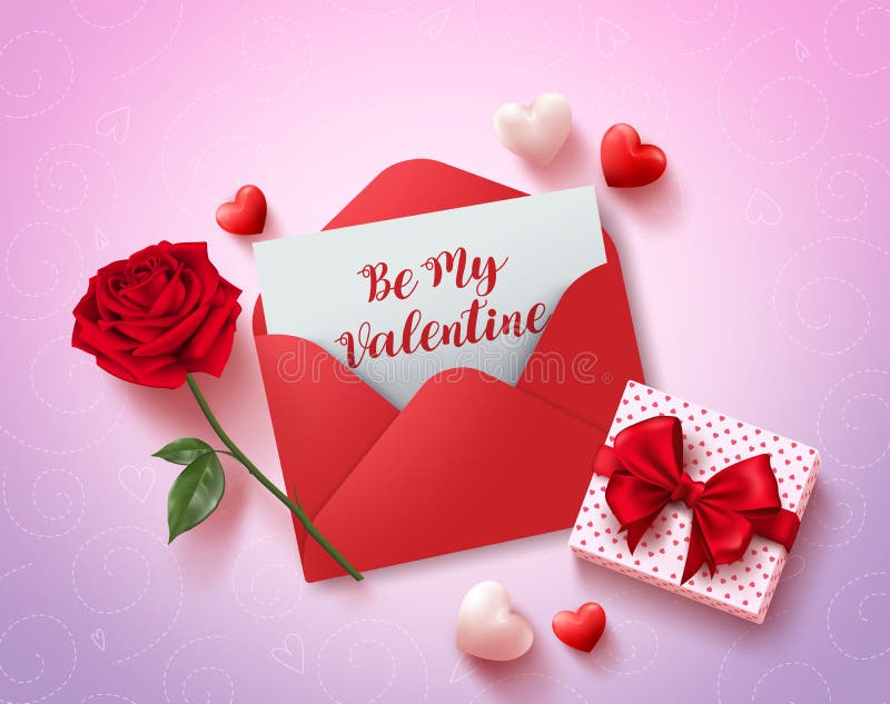 Be my valentines greeting card vector design with red love letter stock illustration Be my valentines greeting card vector design with red love letter stock illustration