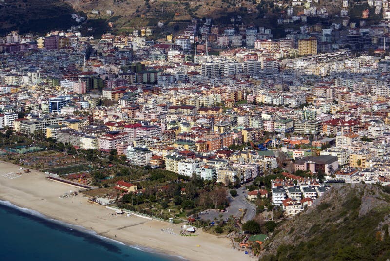 Houses and beach in Alanya, Turkey. Houses and beach in Alanya, Turkey