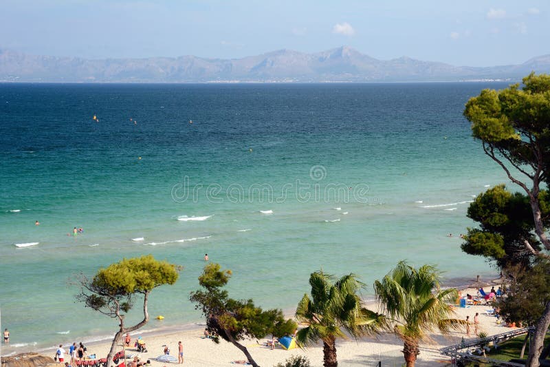 Beach Of Alcudia Majorca Editorial Stock Image Image Of Spain