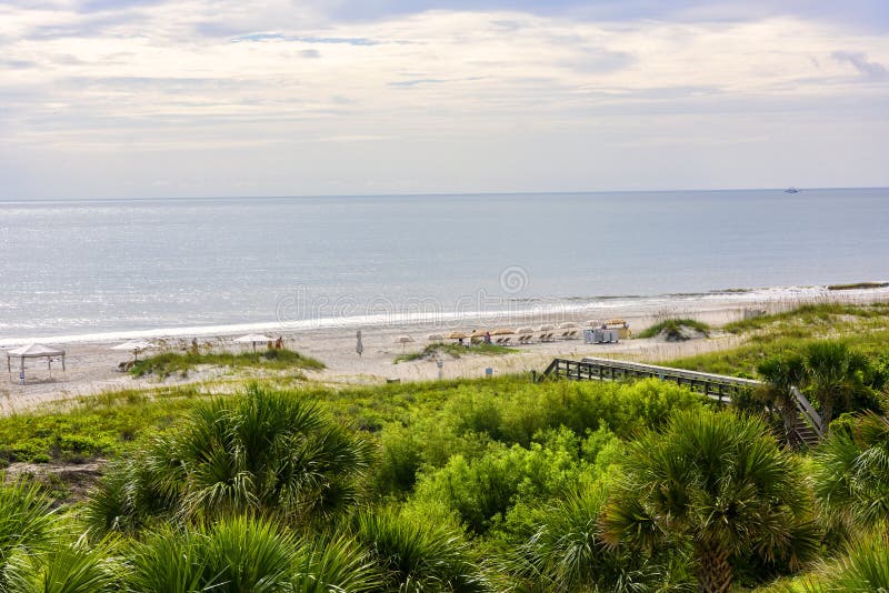 Beach on Amelia Island, Florida Stock Image - Image of dunes, chairs:  161607767