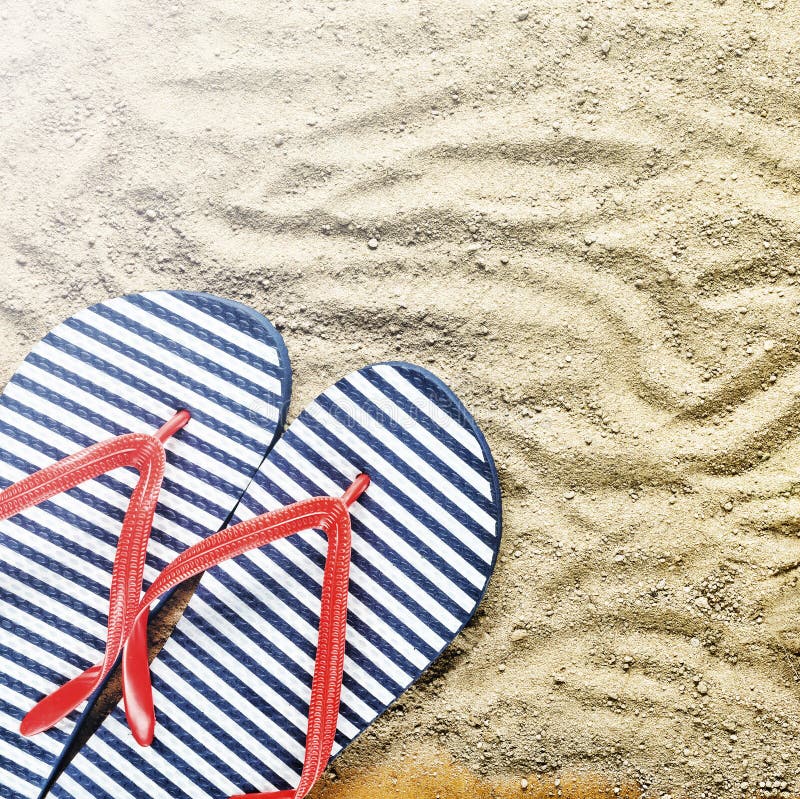 Beach Background. Beach Slippers And Sunglasses Stock Image - Image of ...