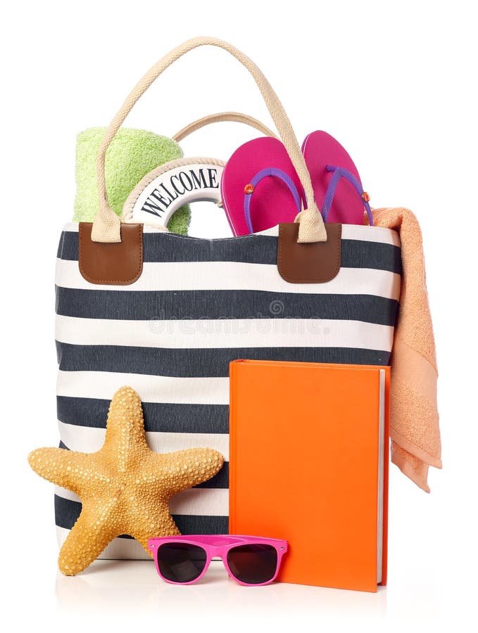 Beach bag stock photo. Image of striped, travel, journey 55454816
