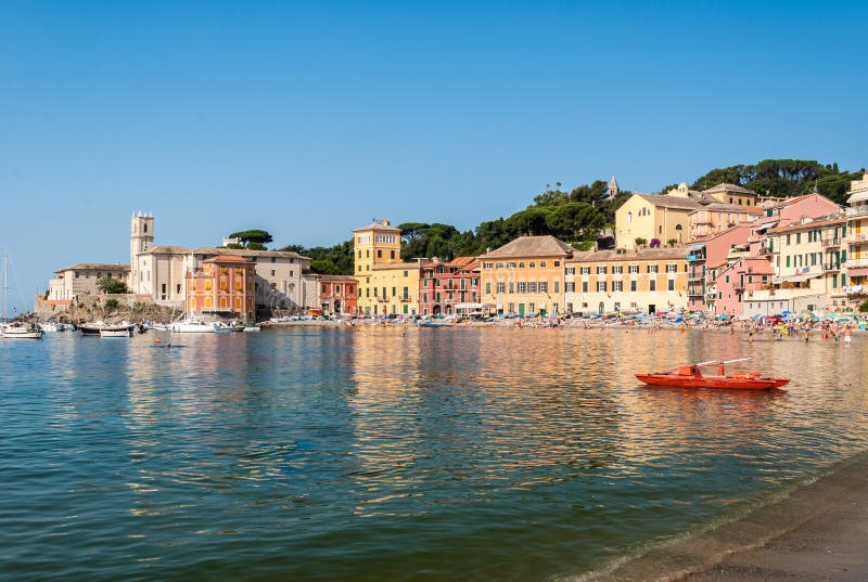 The Beach of the `Baia Del Silenzio` in Sestri Levante during the ...