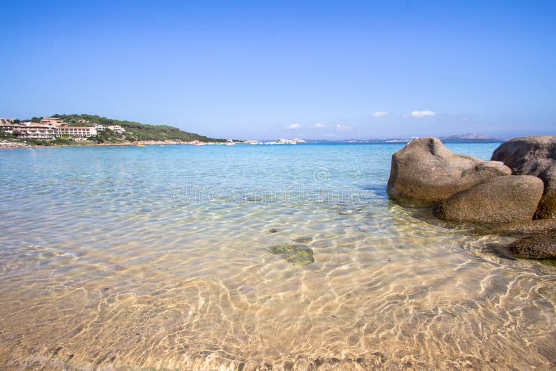 The Beach at Baja Sardinia in Sardinia, Italy Stock Image Image of
