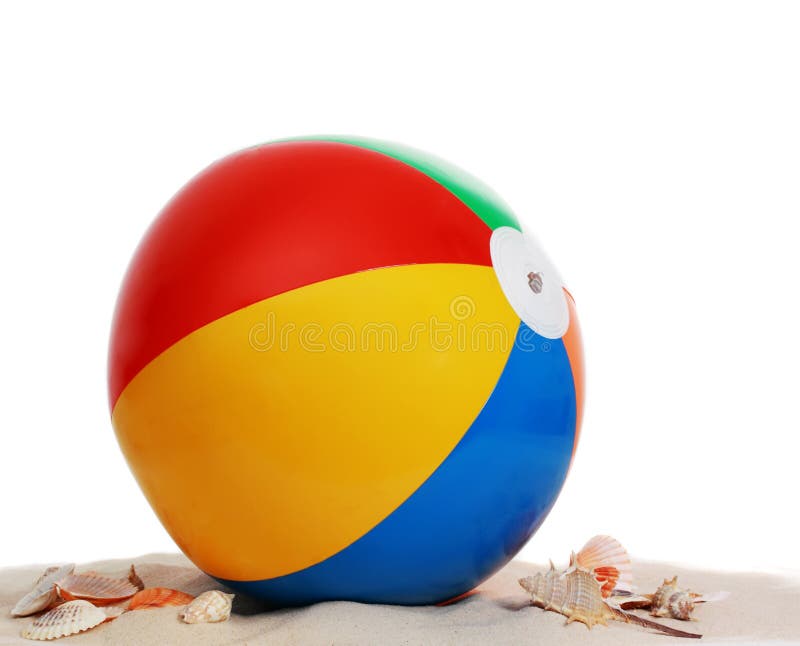 Beach ball on beach sand stock photo. Image of vacation 16844204