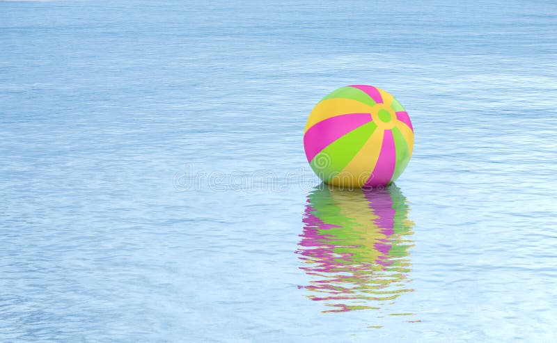 Beach ball float on water background